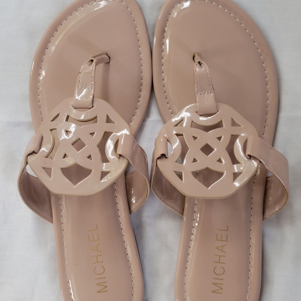 Michael Shannon Patent Leather Sandals Size 8 Blush Pink